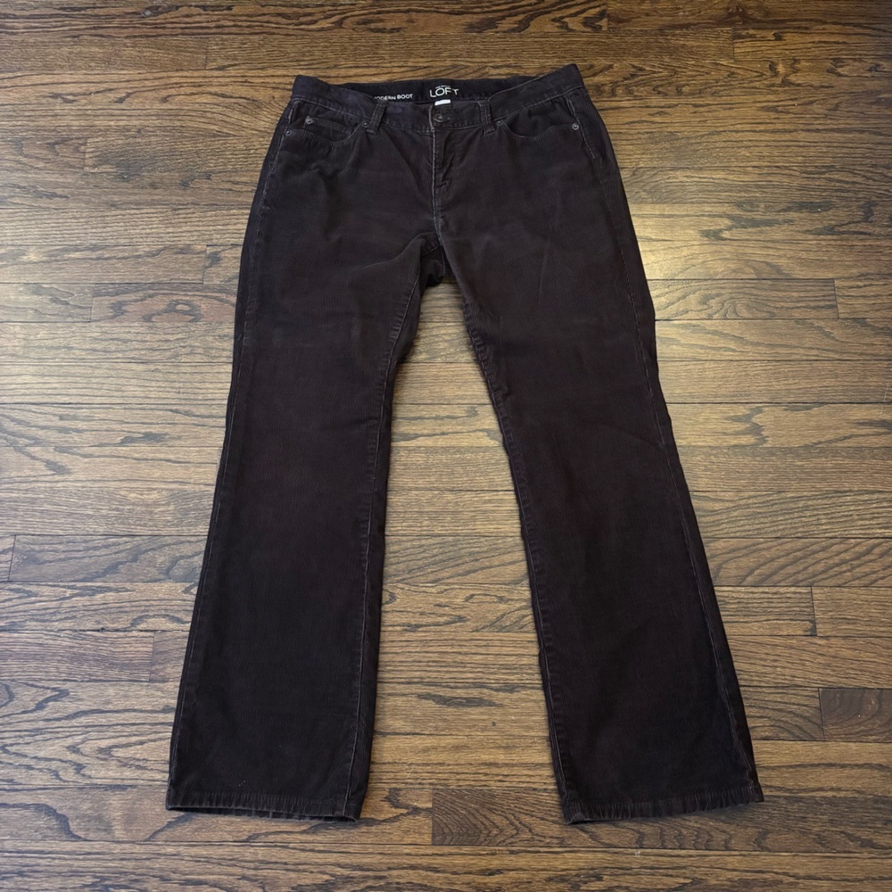 Ann Taylor Loft Chocolate Brown Cotton Bootcut Corduroy Pants Office Size 8P